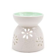 Klasická Bílá Aroma Lampa - Květinový Vzor