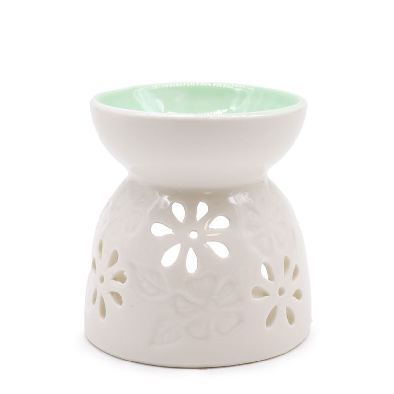 Klasická Bílá Aroma Lampa - Květinový Vzor