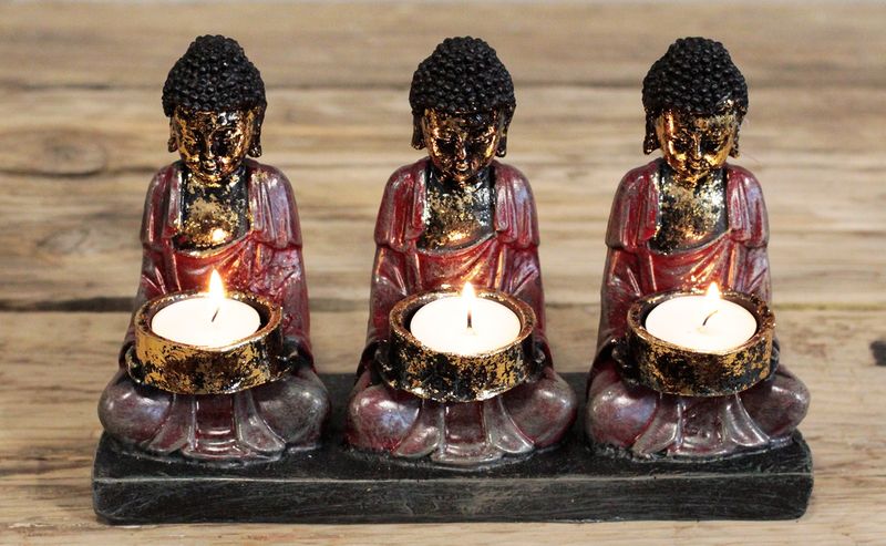 Antický Buddha - Svícen - Oddaná Trojice