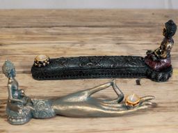 Antický Buddha - Stojan na Vonné Tyčinky - Ruka