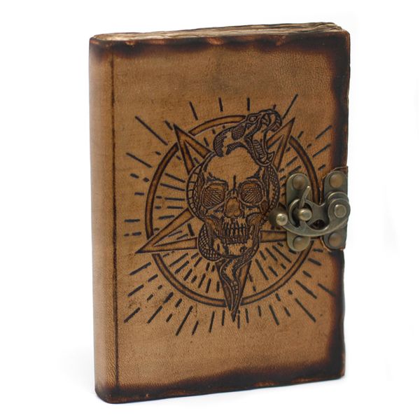 Kožený Zápisník (18x13 cm) - Pentagram & Lebka