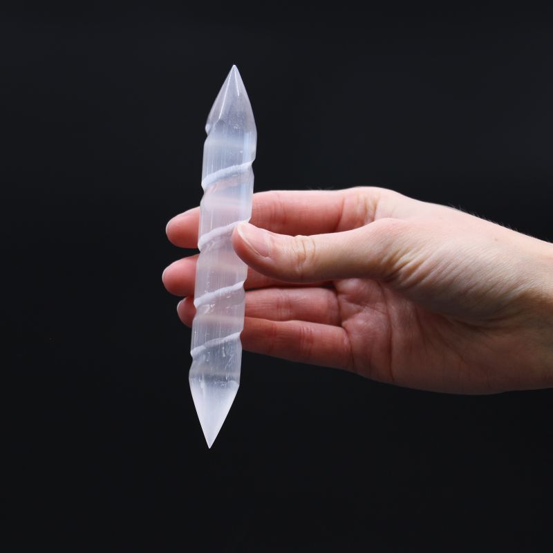 Selenitová Spirálovitá Hůlka - 16 cm (špičaté konce)