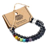 Dvojitý Magnetický Náramek ze Vzácných Kamenů - Ónyx & Chakrové Kameny