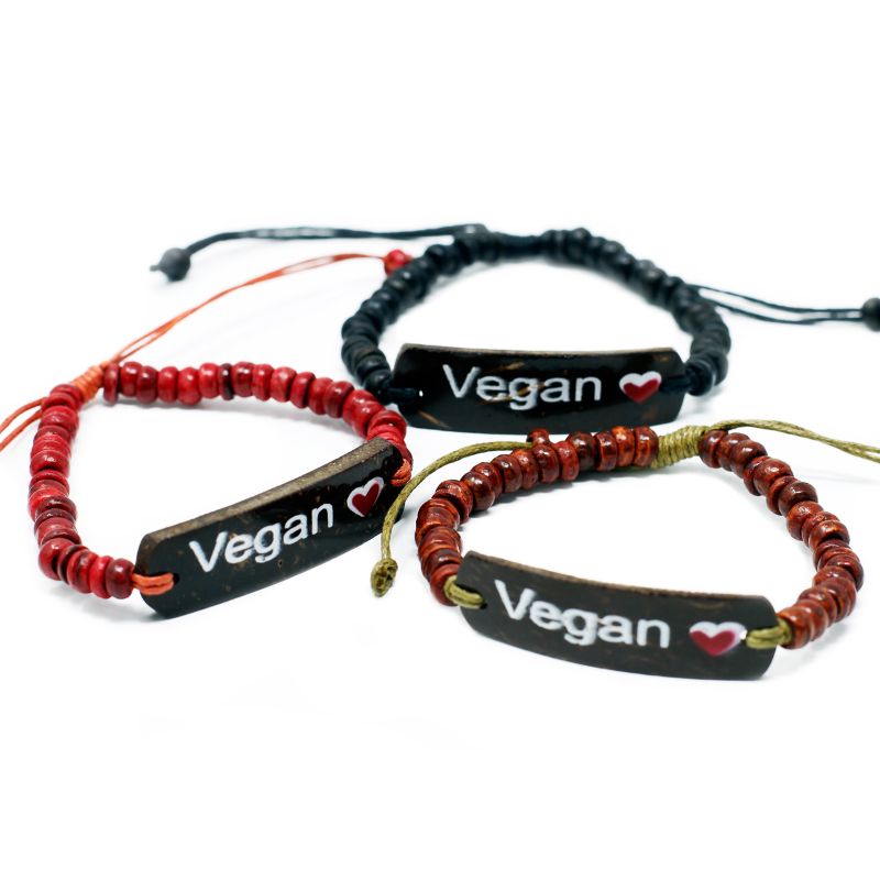 Kokosové Náramky se Sloganem - Vegan