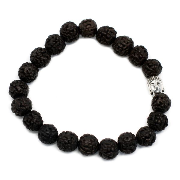 Rudraksha Buddha Mala Náramek - Tmavý