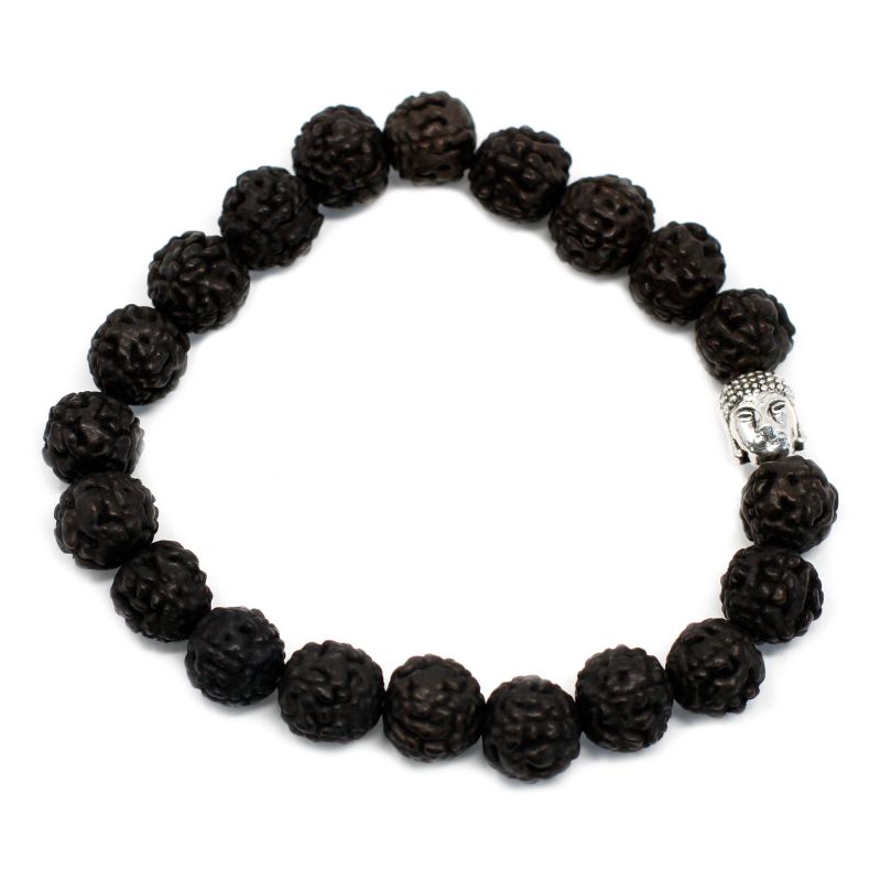 Rudraksha Buddha Mala Náramek - Tmavý