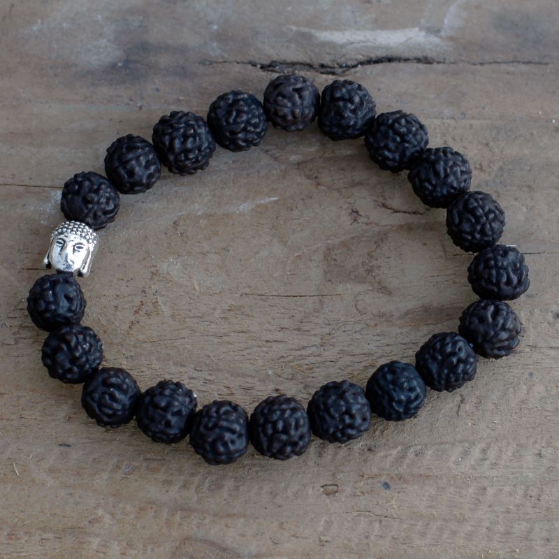 Rudraksha Buddha Mala Náramek - Tmavý