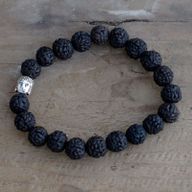 Rudraksha Buddha Mala Náramek - Tmavý
