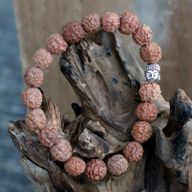 Rudraksha Buddha Mala Náramek - Hnědý