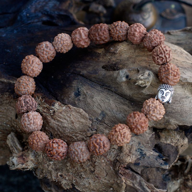 Rudraksha Buddha Mala Náramek - Přírodní