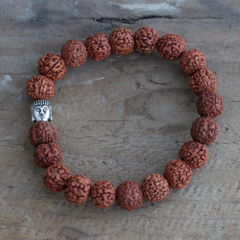 Rudraksha Buddha Mala Náramek - Přírodní