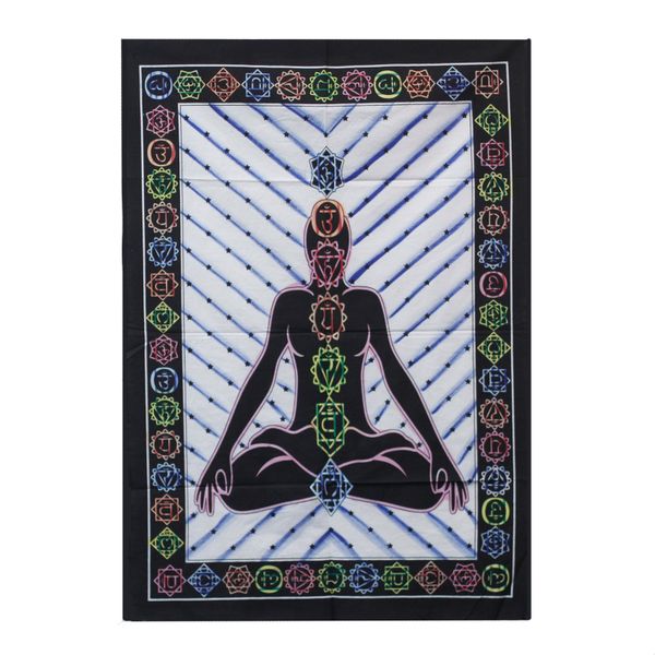 Ručně Malovaný Bavlněný Závěs - Buddha Chakra