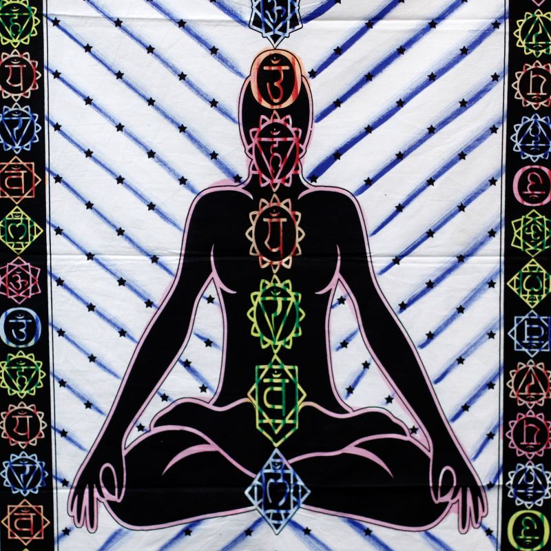 Ručně Malovaný Bavlněný Závěs - Buddha Chakra