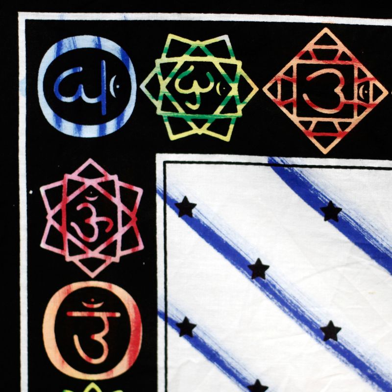 Ručně Malovaný Bavlněný Závěs - Buddha Chakra