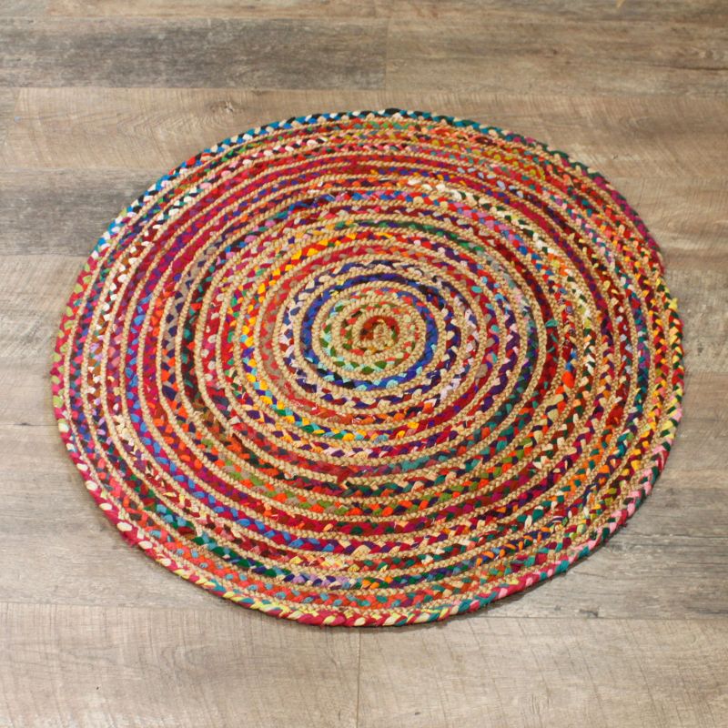 Kruhový Koberec z Juty a Recyklované Bavlny - 90 cm