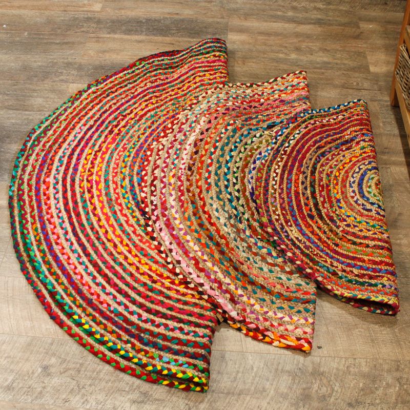 Kruhový Koberec z Juty a Recyklované Bavlny - 150 cm
