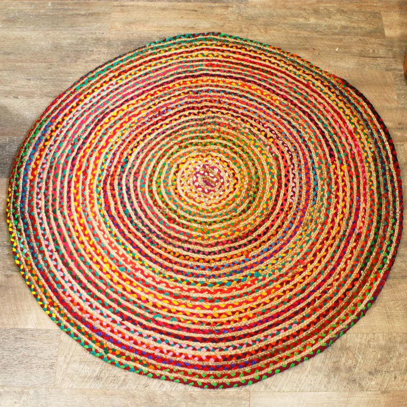 Kruhový Koberec z Juty a Recyklované Bavlny - 150 cm