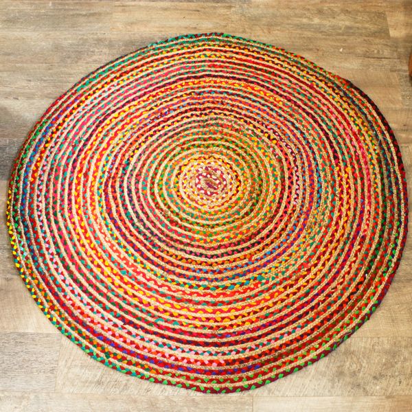 Kruhový Koberec z Juty a Recyklované Bavlny - 150 cm