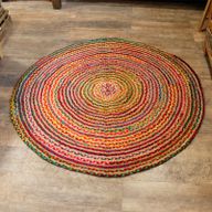 Kruhový Koberec z Juty a Recyklované Bavlny - 150 cm