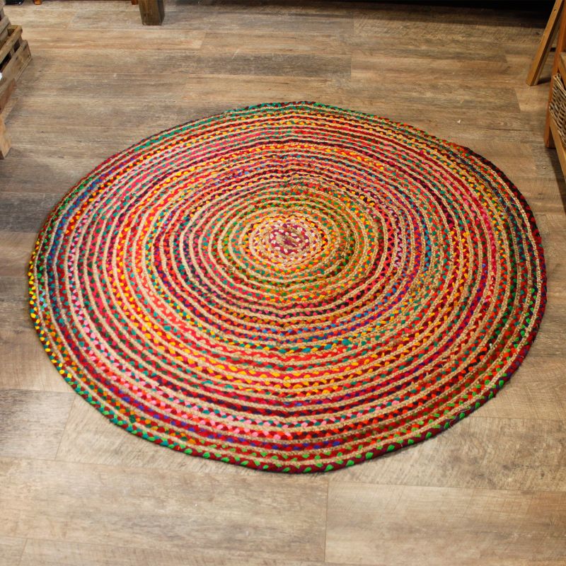 Kruhový Koberec z Juty a Recyklované Bavlny - 150 cm