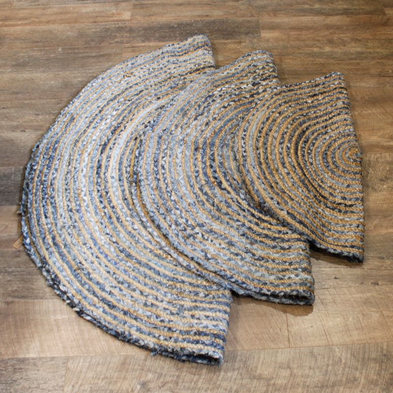 Kruhový Koberec z Juty a Recyklované Džínoviny - 90 cm