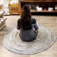 Kruhový Koberec z Juty a Recyklované Džínoviny - 150 cm