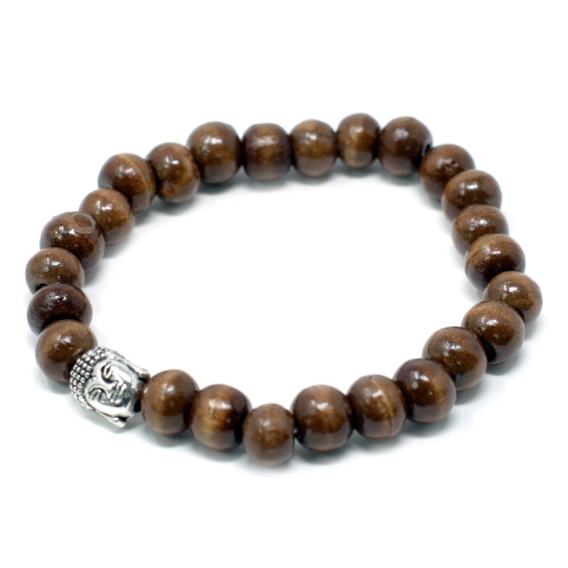 Korálky z Hnědého Dřeva - Buddha Náramek