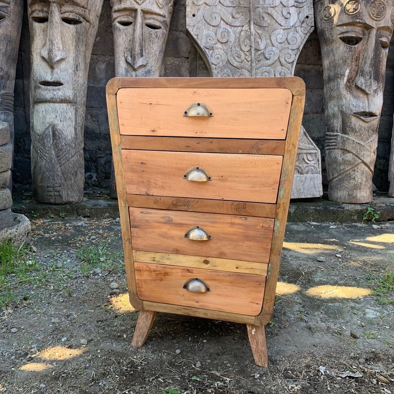 Skříňka se 4 Šuplíky - Recyklované Dřevo