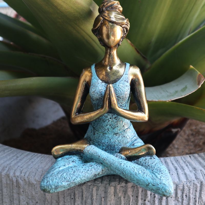 Yoga Lady Figurka - Bronzová & Tyrkysová 24cm
