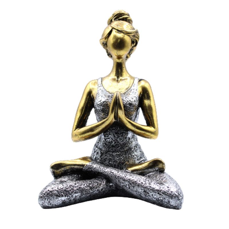 Yoga Lady Figurka -  Bronzová & Stříbrná 24cm