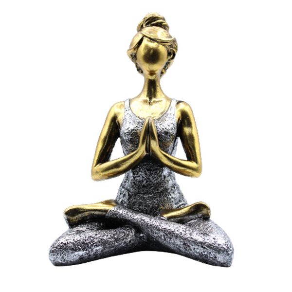 Yoga Lady Figurka - Bronzová & Stříbrná 24cm