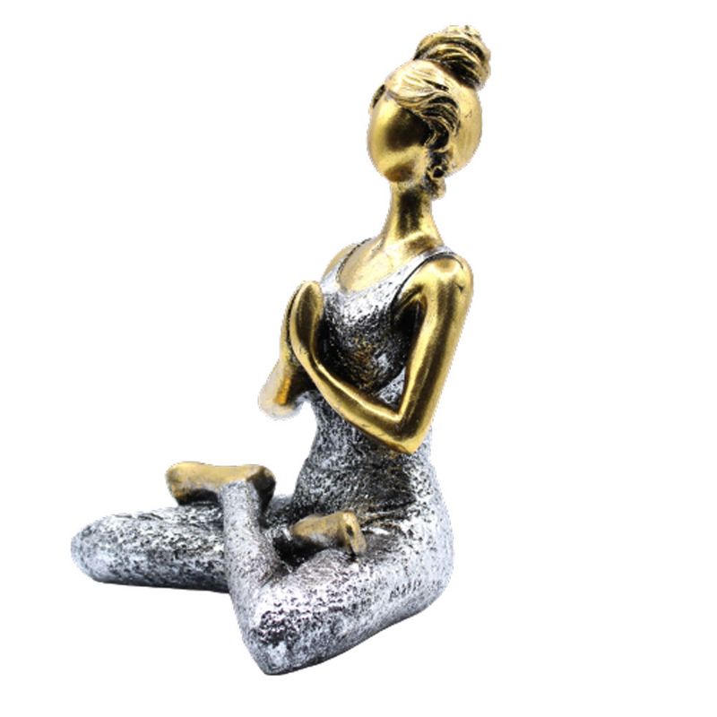 Yoga Lady Figurka -  Bronzová & Stříbrná 24cm