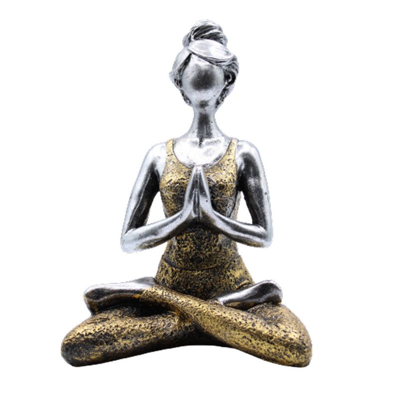 Yoga Lady Figurka - Stříbrná & Zlatá 24cm