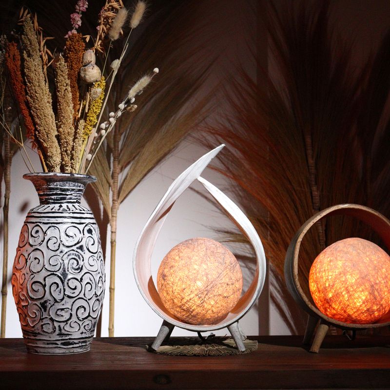 Přírodní Kokosová Lampa - Bílá Vymývaná