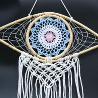 Ochranný Lapač Snů - Střední - Macramé Oko - Modrá / Bílá / Růžová