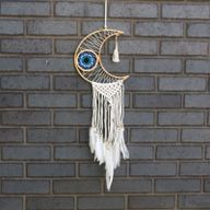 Ochranný Lapač Snů - Velký - Macramé Měsíc - Různé Barvy