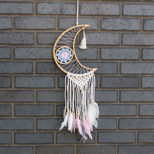 Ochranný Lapač Snů - Velký - Macramé Měsíc - Různé Barvy