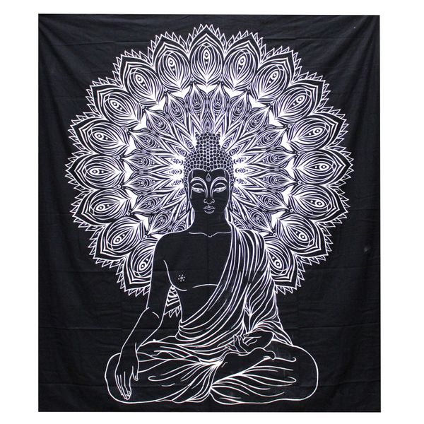Black & White Přehoz na Postel (Dvojlůžko) - Buddha