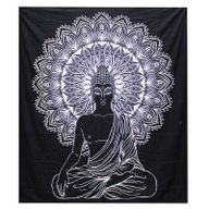 Black & White Přehoz na Postel (Dvojlůžko) - Buddha