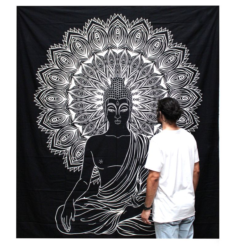 Black & White Přehoz na Postel (Dvojlůžko) - Buddha