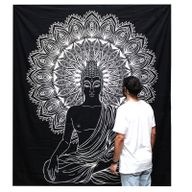 Black & White Přehoz na Postel (Dvojlůžko) - Buddha