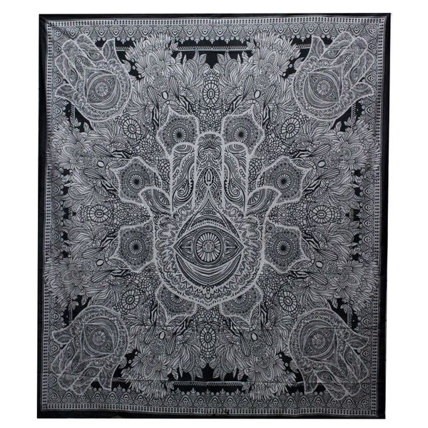 Black & White Přehoz na Postel (Dvojlůžko) - Hamsa