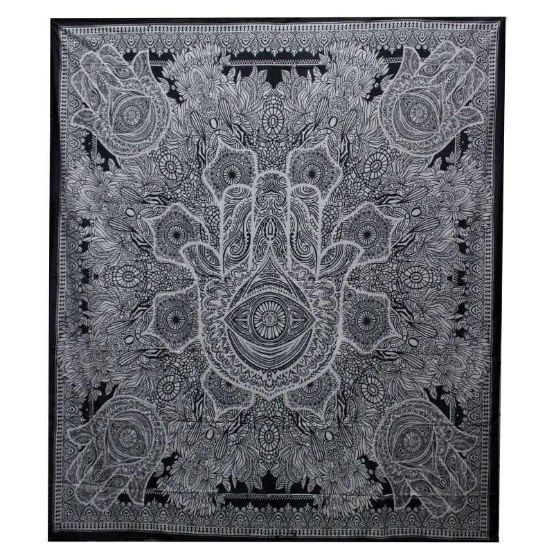 Black & White Přehoz na Postel (Dvojlůžko) - Hamsa