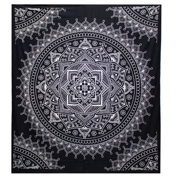 Black & White Přehoz na Postel (Dvojlůžko) - Lotosový Květ