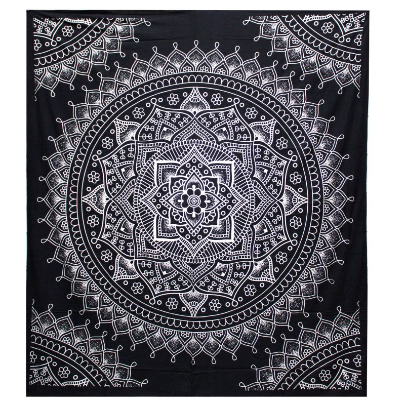 Black & White Přehoz na Postel (Dvojlůžko) - Lotosový Květ