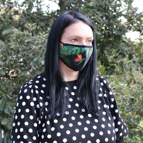 Znovu-Použitelná Maska na Tvář (Rouško) - Zelená Džungle (pro dospělé)