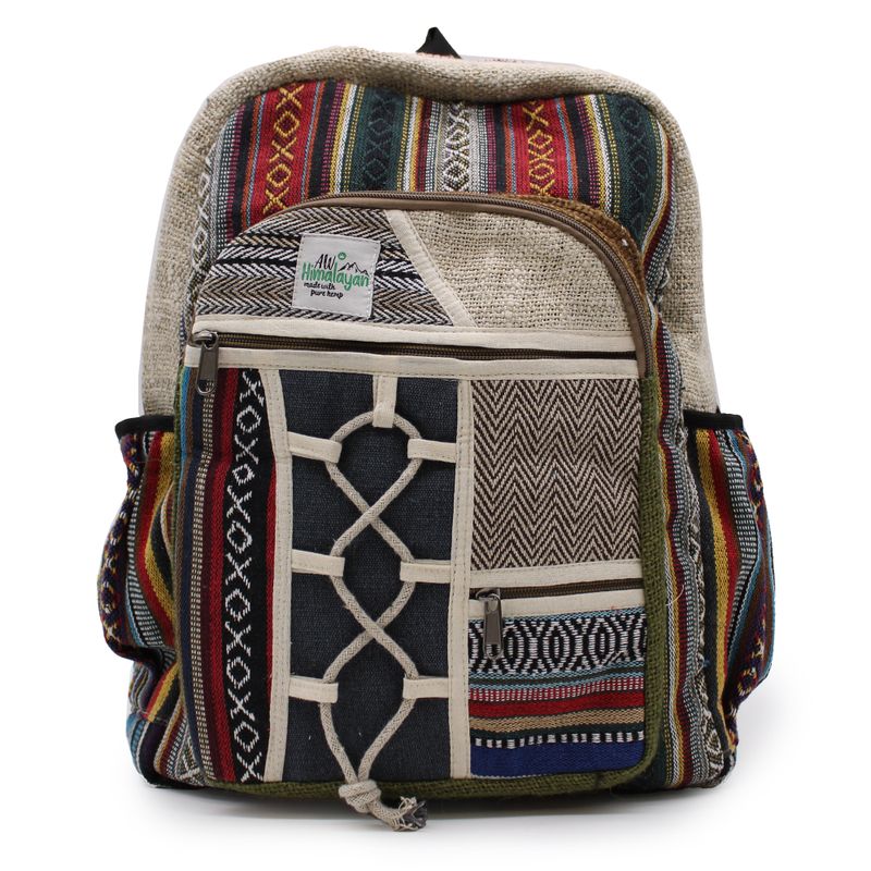 Velký Konopný Batoh - Šňůrky a Kapsy