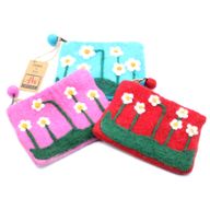 Přírodní Plstěné Kapsy na Zip (různé) - Květinová Zahrada