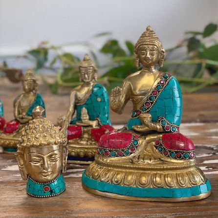 Mosazná Soška Buddhy - Zvěšené Ruce - 11.5 cm
