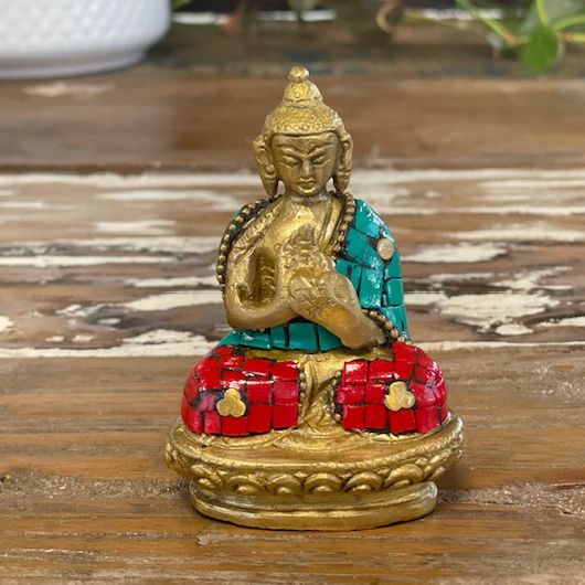 Mosazná Soška Buddhy - Semknuté Ruce - 7.5 cm